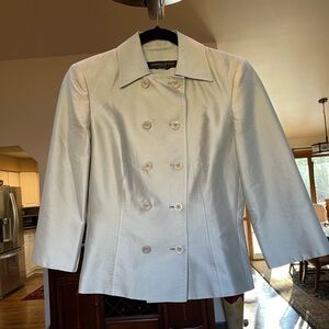 Adrienne Vittadini silver/gray double-breasted blazer.